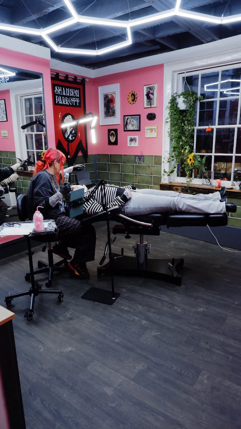 Shannon working in the studio